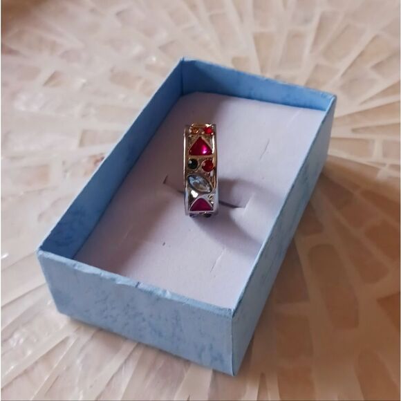 Sterling Silver Gemstone Wide Band Ring - Size 7, 8 - Picture 10 of 10